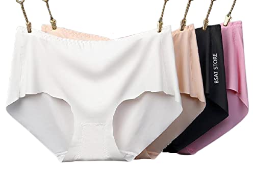 Women's Ice Silk No-Show Hipster Panty – Seamless & Comfortable (Pack of 4)